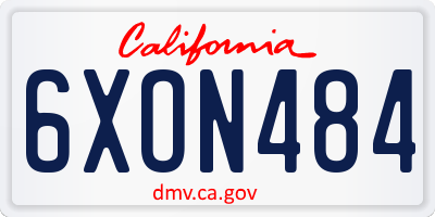 CA license plate 6XON484