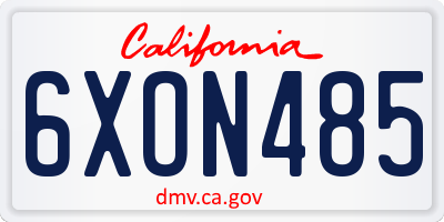 CA license plate 6XON485