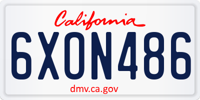 CA license plate 6XON486
