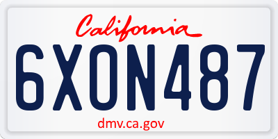 CA license plate 6XON487