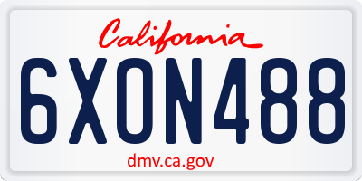 CA license plate 6XON488