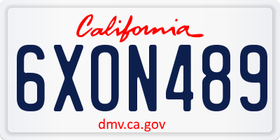 CA license plate 6XON489