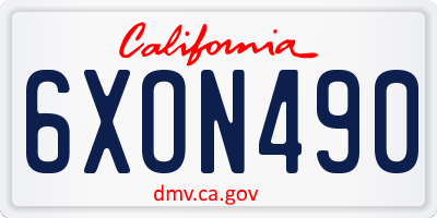 CA license plate 6XON490