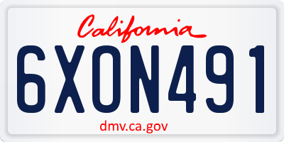 CA license plate 6XON491