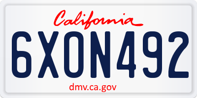 CA license plate 6XON492