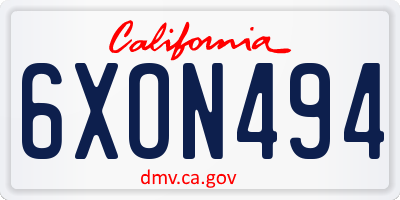 CA license plate 6XON494