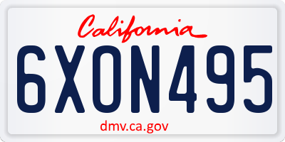CA license plate 6XON495