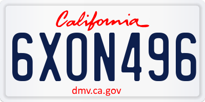 CA license plate 6XON496