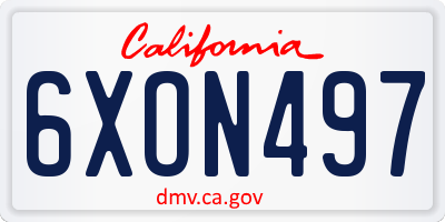 CA license plate 6XON497