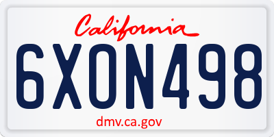 CA license plate 6XON498