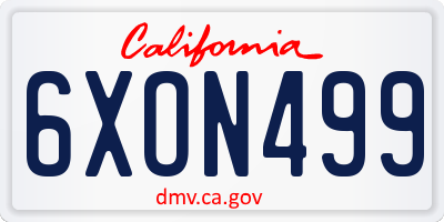 CA license plate 6XON499