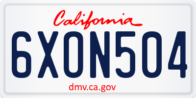 CA license plate 6XON504