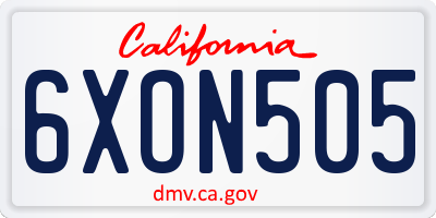 CA license plate 6XON505
