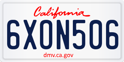 CA license plate 6XON506