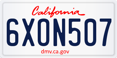 CA license plate 6XON507