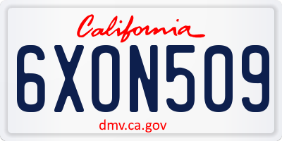 CA license plate 6XON509
