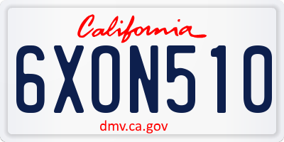 CA license plate 6XON510