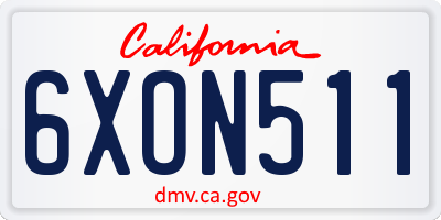 CA license plate 6XON511