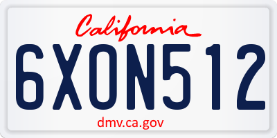 CA license plate 6XON512
