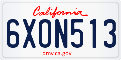 CA license plate 6XON513