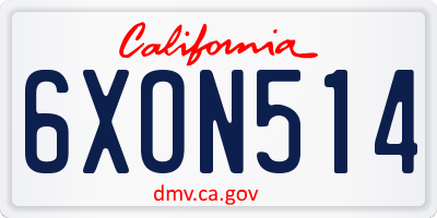 CA license plate 6XON514