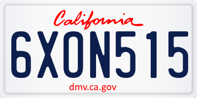 CA license plate 6XON515