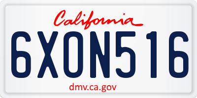 CA license plate 6XON516