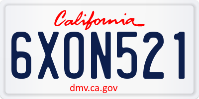 CA license plate 6XON521