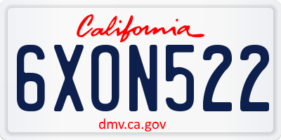 CA license plate 6XON522
