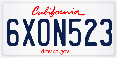 CA license plate 6XON523