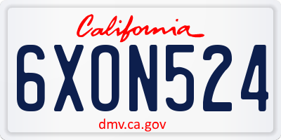 CA license plate 6XON524
