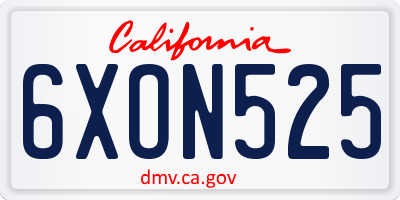 CA license plate 6XON525