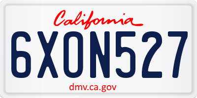 CA license plate 6XON527