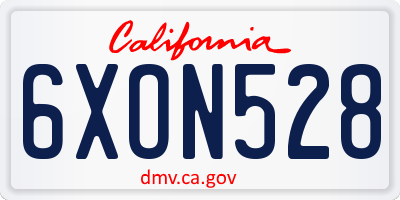 CA license plate 6XON528