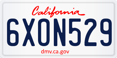 CA license plate 6XON529