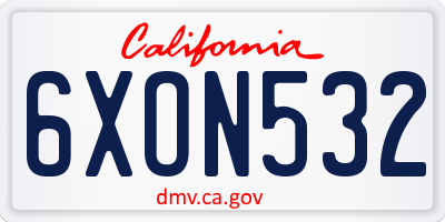 CA license plate 6XON532