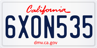CA license plate 6XON535