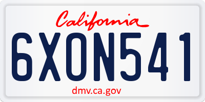 CA license plate 6XON541