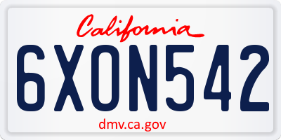 CA license plate 6XON542