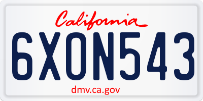 CA license plate 6XON543