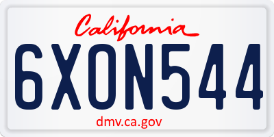 CA license plate 6XON544