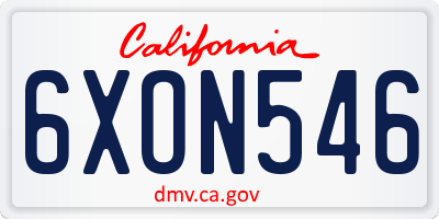 CA license plate 6XON546