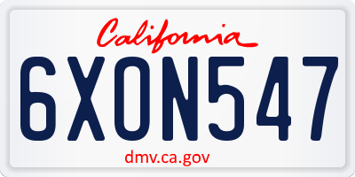CA license plate 6XON547