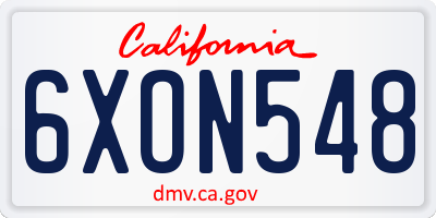 CA license plate 6XON548