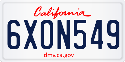 CA license plate 6XON549