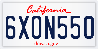 CA license plate 6XON550