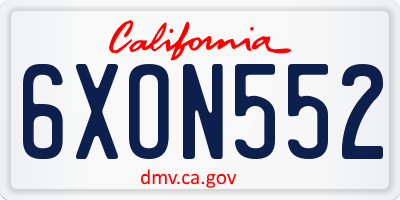 CA license plate 6XON552