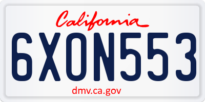 CA license plate 6XON553