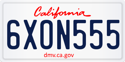 CA license plate 6XON555