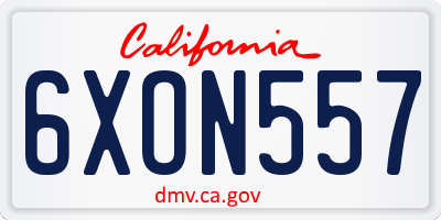 CA license plate 6XON557
